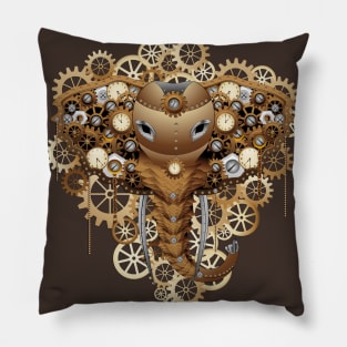 Steampunk Elephant Vintage Retro Style Machine Pillow