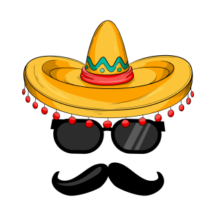 Cinco De Mayo Mustache Mexican sombrero hat T-Shirt