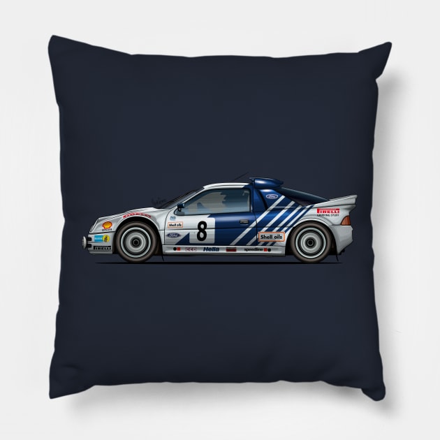 Ford RS200 Group B - Artwork Pillow by Mario Ramos Rally Art