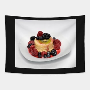 Orange Pudding cake w/ Seasonal Berries Tapestry