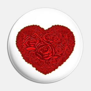 Heart shape made of Red Roses Pin