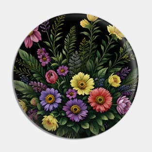 Colorful Wildflowers Pattern Pin