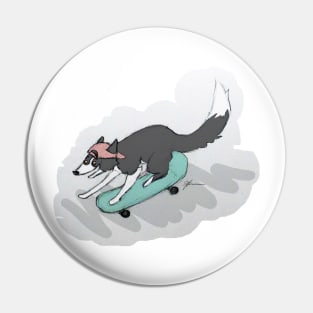 Cool collie skateboarding Pin