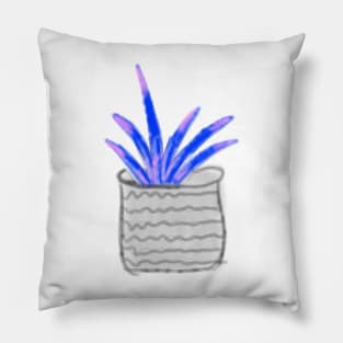 Blue purple succulent watercolor Pillow