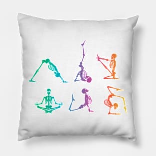 Funny Skeleton Yoga Poses Colorful Skeleton Fitness Gym Pillow