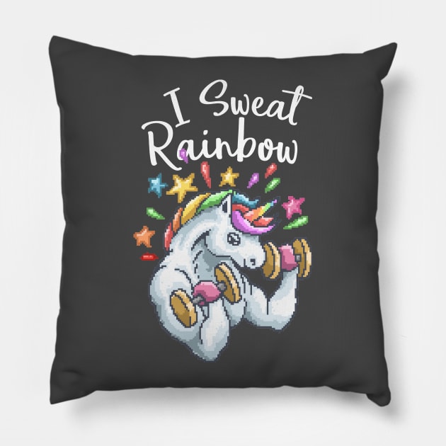 Sweat Rainbow Unicorn Retro Games 8 Bit 80s 90s Attire Pillow by SpottydoggCreatives