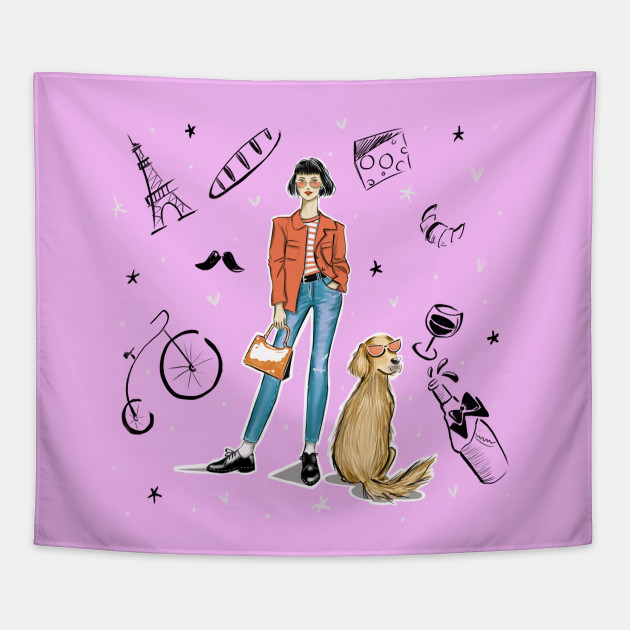 My Dog And Me In Chic Orange Glasses Paris Background