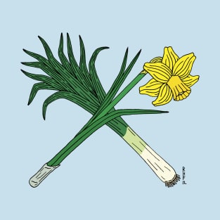 Leek and Daffodil Crossed T-Shirt