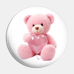 Cute Pink Teddy Bear with Heart Pin