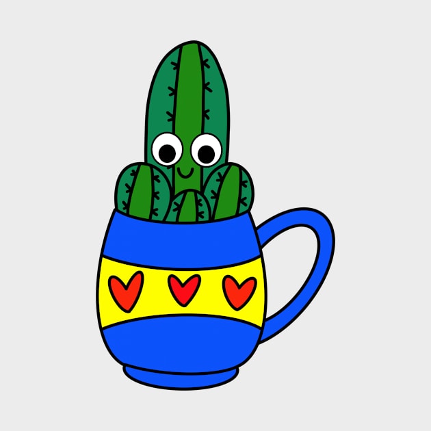 Cute Cactus Design #247: Small Cacti Bunch In A Hearty Mug by DreamCactus