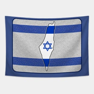 Map of Israel on Stylized Israeli Flag Tapestry