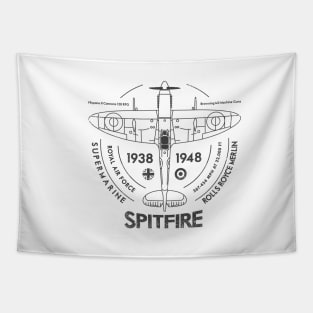 Vintage RAF Spitfire WW2 Fighter Plane Tapestry