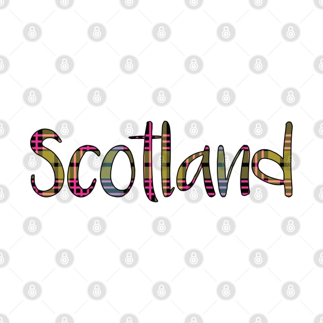 SCOTLAND, Pink, Blue and Yellow Tartan Style Design by MacPean