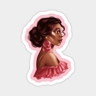 Black Girl Romantic Melanin Portrait Magnet