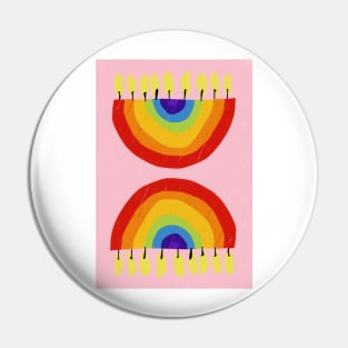 Rainbow Chanukiah Light Pink Pin