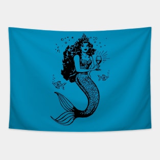 Mermaid Drinking Wine Tapestry