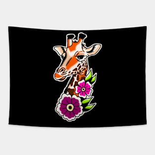 Giraffe Flower Traditional tattoo Tapestry