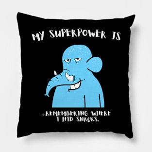 "My Superpower is... Remembering Where I Hid Snacks" for Zoo Pals of the Ugly Zoo Comic Strip Pillow