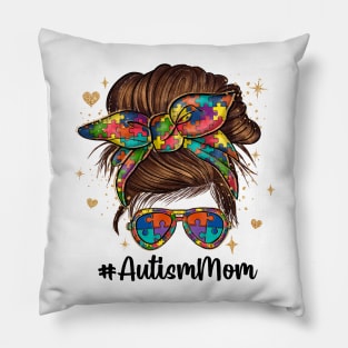 Messy Bun Autism Mom Pillow