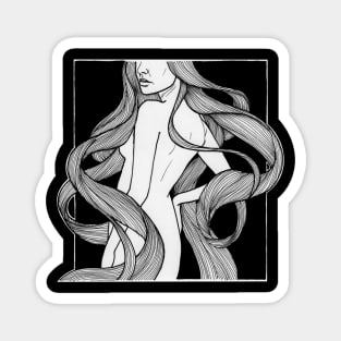 Woman with long wavy hair design Magnet