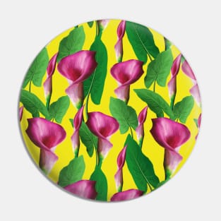 Watercolor Calla Lily Pattern On Yellow Background Pin