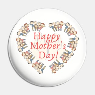 Happy Mother's day. Relatives stand in a circle. Palms holding congratulations on the holiday. Grandparents, dads, moms and kids are happy! Pin