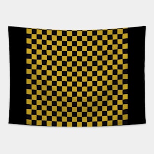 Wonky Checkerboard, Black and Gold Tapestry