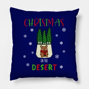 Christmas In The Desert - Eves Pin Cacti In Christmas Bear Pot Pillow