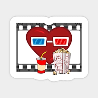 Cinema Popcorn Soda Valentines Day Heart Magnet