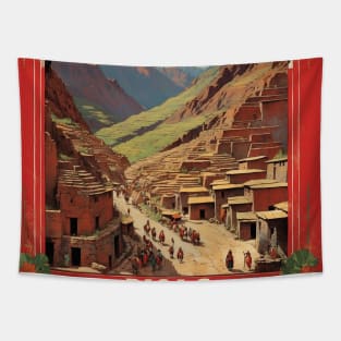 Pisac Peru Tourism Vintage Poster 2 Tapestry