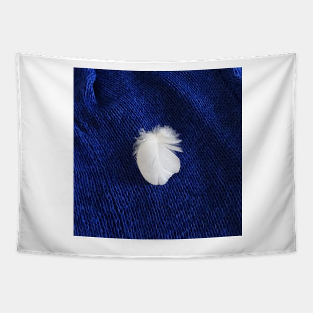 Fluff on Blue Tapestry by Julie Vaux