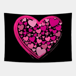 Cute Pink and Lilac Hearts in a Big Pink Heart Tapestry