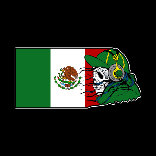 Mexican Skull, Mexico Flag, Dia De los Muertos, Mexico by Jakavonis