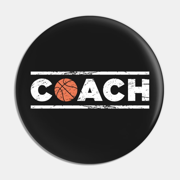 Retro Distressed Basketball Coach Icon Pin by MeatMan