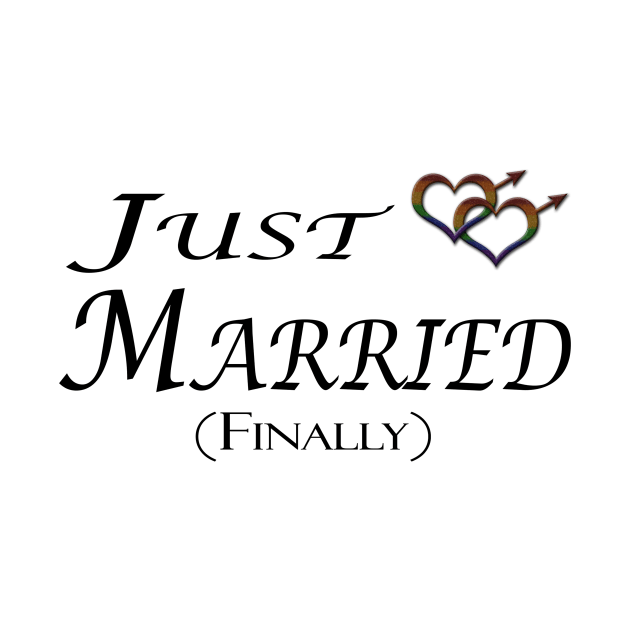 Just Married (Finally) Gay Pride Interlinking Male Gender Symbols by LiveLoudGraphics