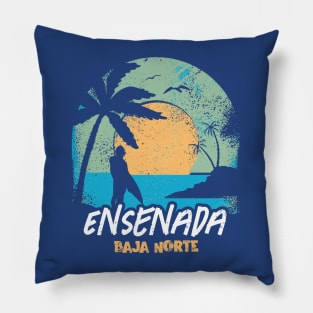 Retro Sunset Ensenada Baja Norte Surfing // Retro Beach Pillow