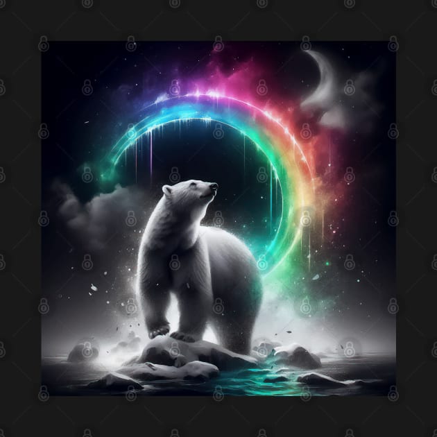 Monochromatic Polar Bear Within Rainbow Color Splash by TomFrontierArt