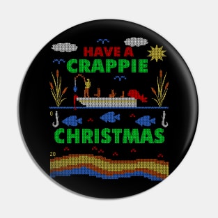 Funny Crappie Fishing Ugly Christmas Sweater Party Shirt Pin