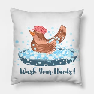 Wash Your Hands Bird Pillow