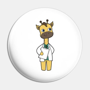 Giraffe as Doctor with Notepad Pin