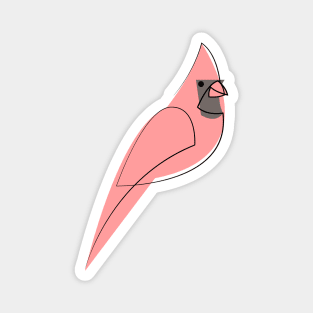 One line Red cardinal Magnet