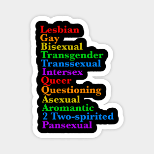 LGBTTIQQAA2P Pride Diversity Rainbow LGBTQ Acronym Magnet