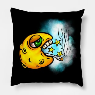 Toker Stoned Celestial Moon Lowbrow Cartoon Sticker Pillow