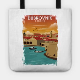 Dubrovnik Croatia Vintage Minimal Travel Poster Tote