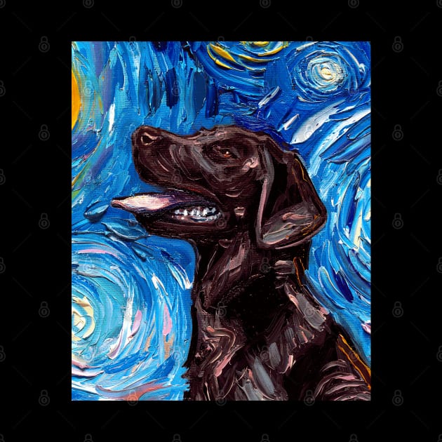 Chocolate Labrador Night (Portrait) by sagittariusgallery