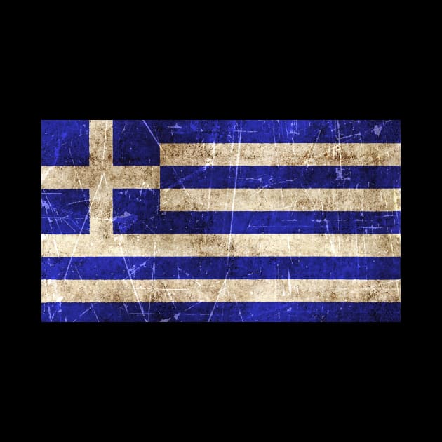 Vintage Aged and Scratched Greek Flag by jeffbartels