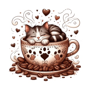 Caffeine & Kittens: A Charming Café Escape T-Shirt