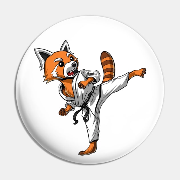 Red Panda Bear Karate Pin by underheaven