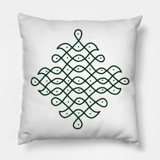 Dot Kolam, Green transparent Kolam, Muggu, rangoli Pillow