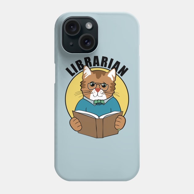 Librarian Cat Man Reading Book Phone Case by Sue Cervenka